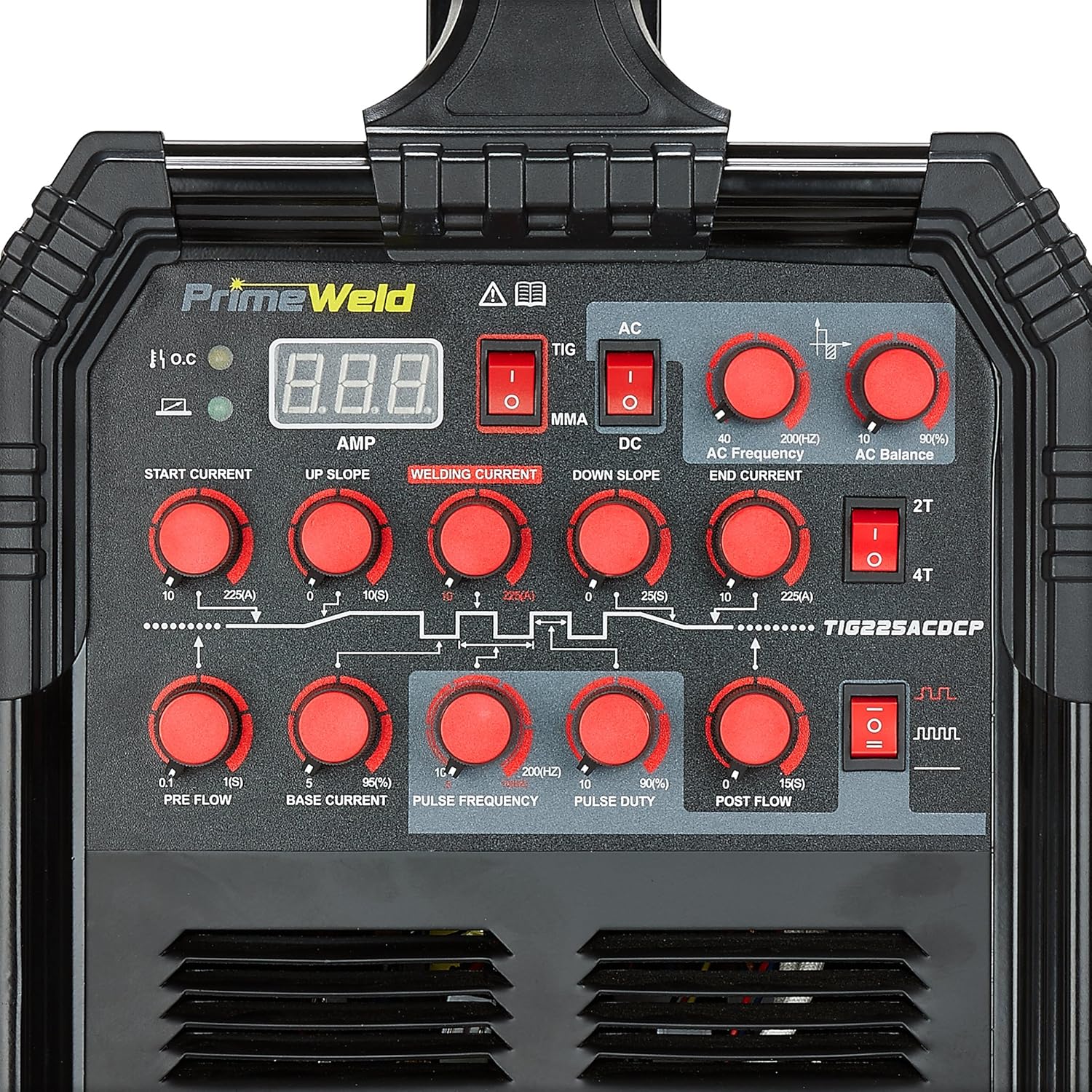 PRIMEWELD TIG225X 225 Amp IGBT AC DC Tig/Stick Welder with Pulse CK17 Flex Torch and Cable 3 Year Warranty
