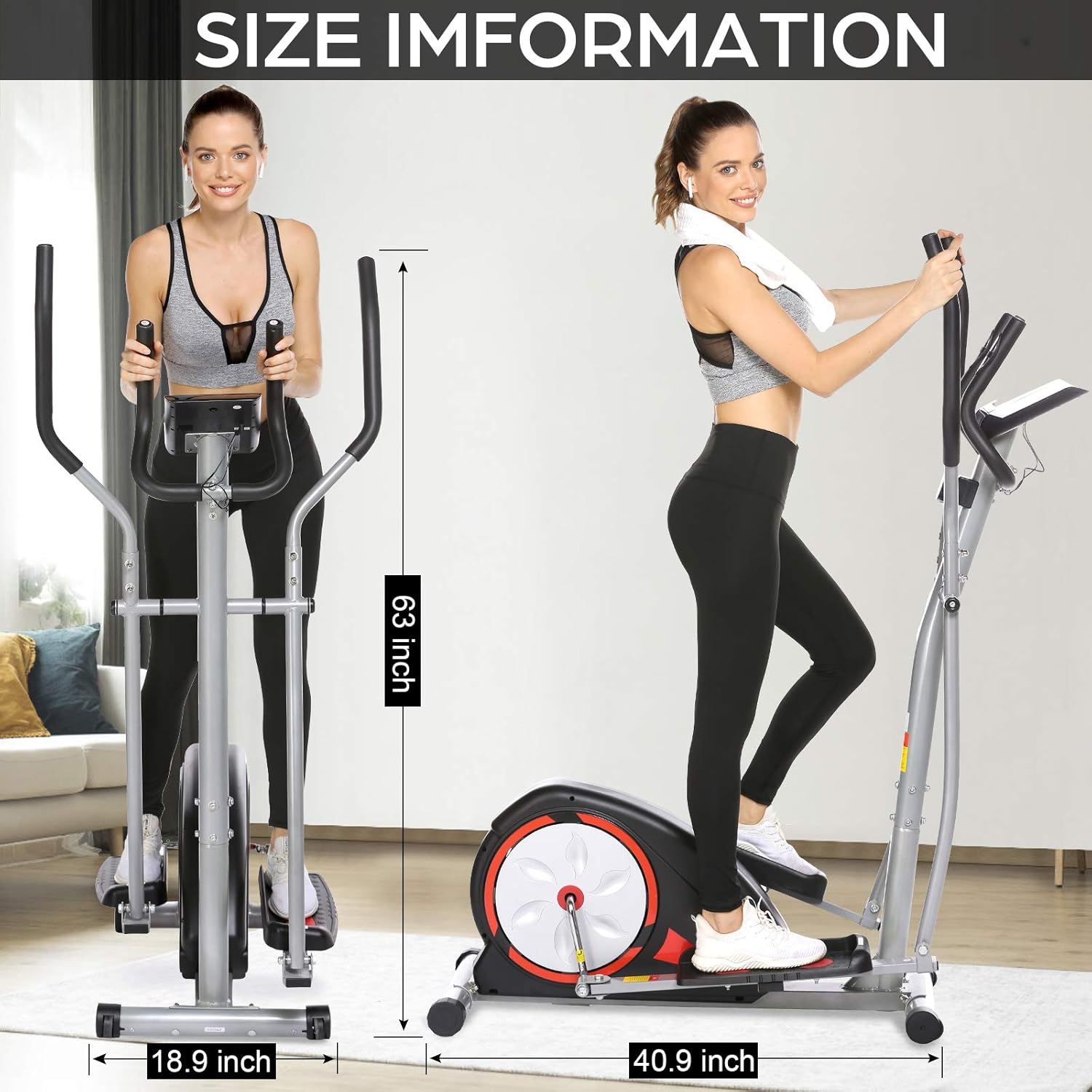 Elliptical Machine Magnetic Elliptical Training Machine for Home Use Elliptical Training Machines with LCD Monitor and Smooth Quiet Driven Pulse Rate Grips