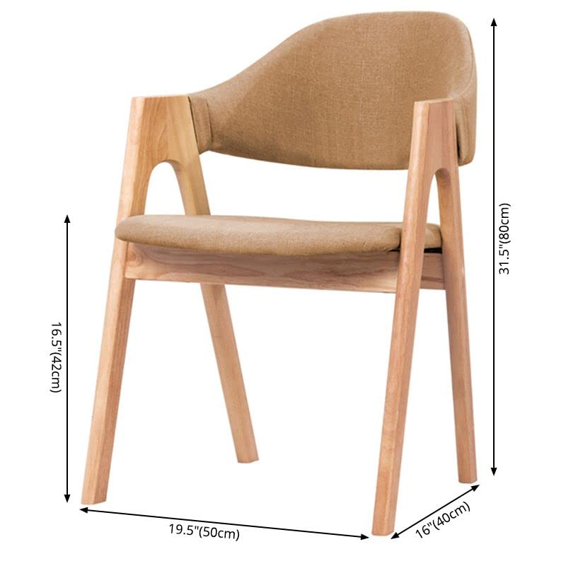 CraftThink Modern Dining Chairs, 4-Piece Upholstered Arm Chair Matte Finish Open Dining Chair Natural Wood Side Chair for Milk Tea Shop Kitchen Dining Room (Brown+Walnut color Wood)