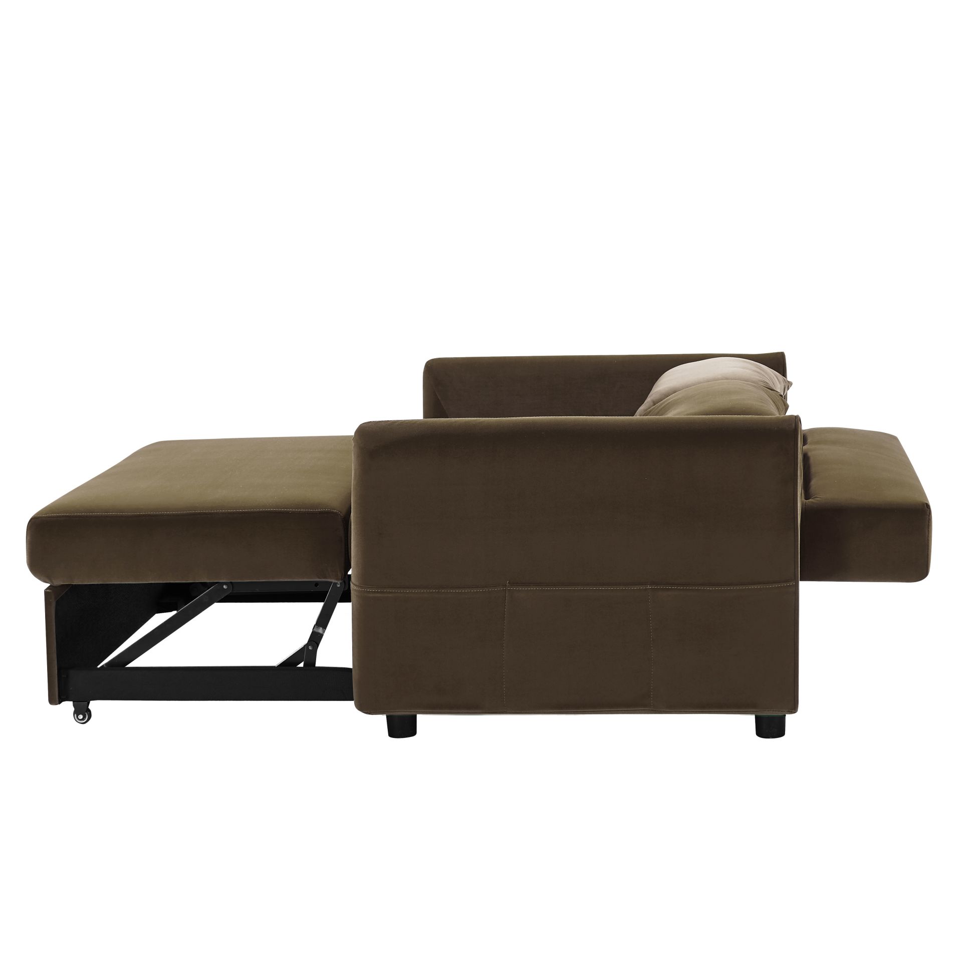 RUXAN Double seat sofa bed sofa with pull-out bed, adjustable backrest with 2 lumbar pillows for small living rooms, apartments, etc.-Light Brown