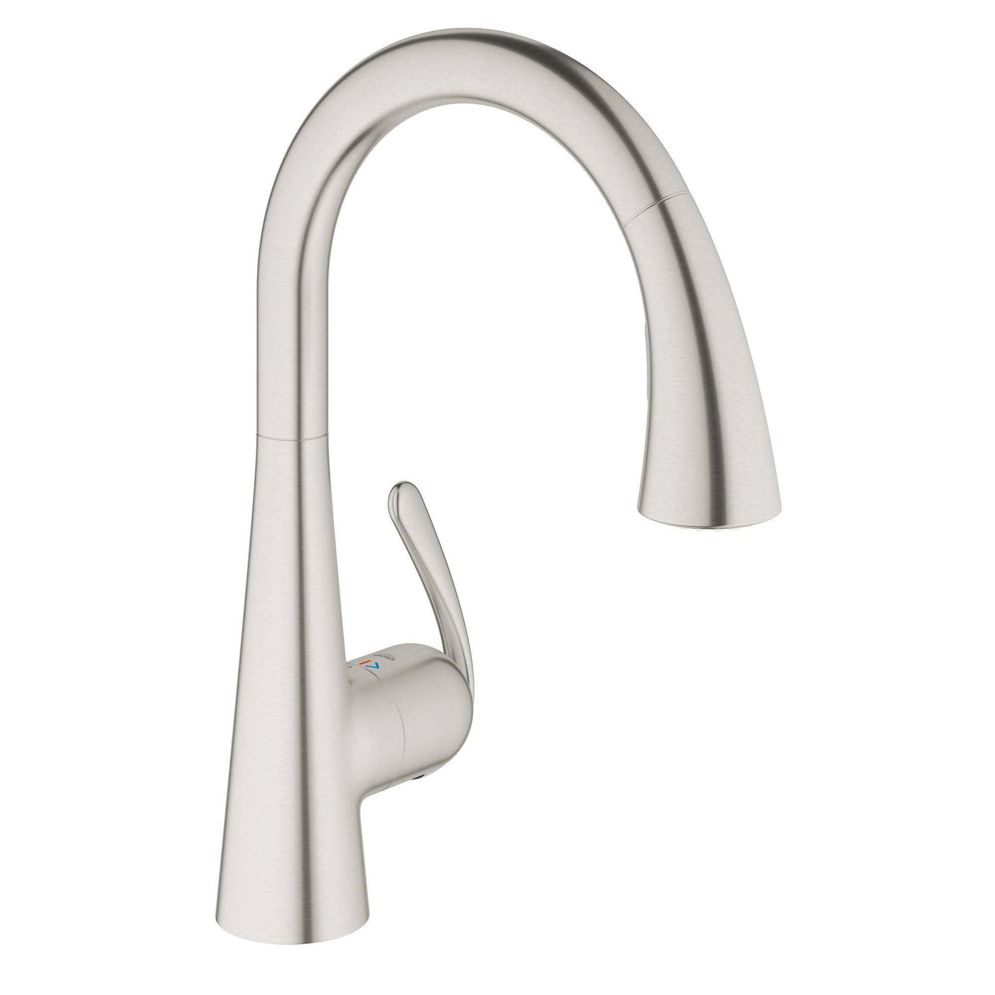 Grohe Ladylux Single Handle Stainless Steel Hole Kitchen Faucet, Silver