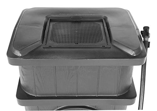 FCMP Outdoor Slim Line 45-Gallon Wood Grain Rain Barrel – Outdoor Home Rain Water Catcher Barrel with Flat Back