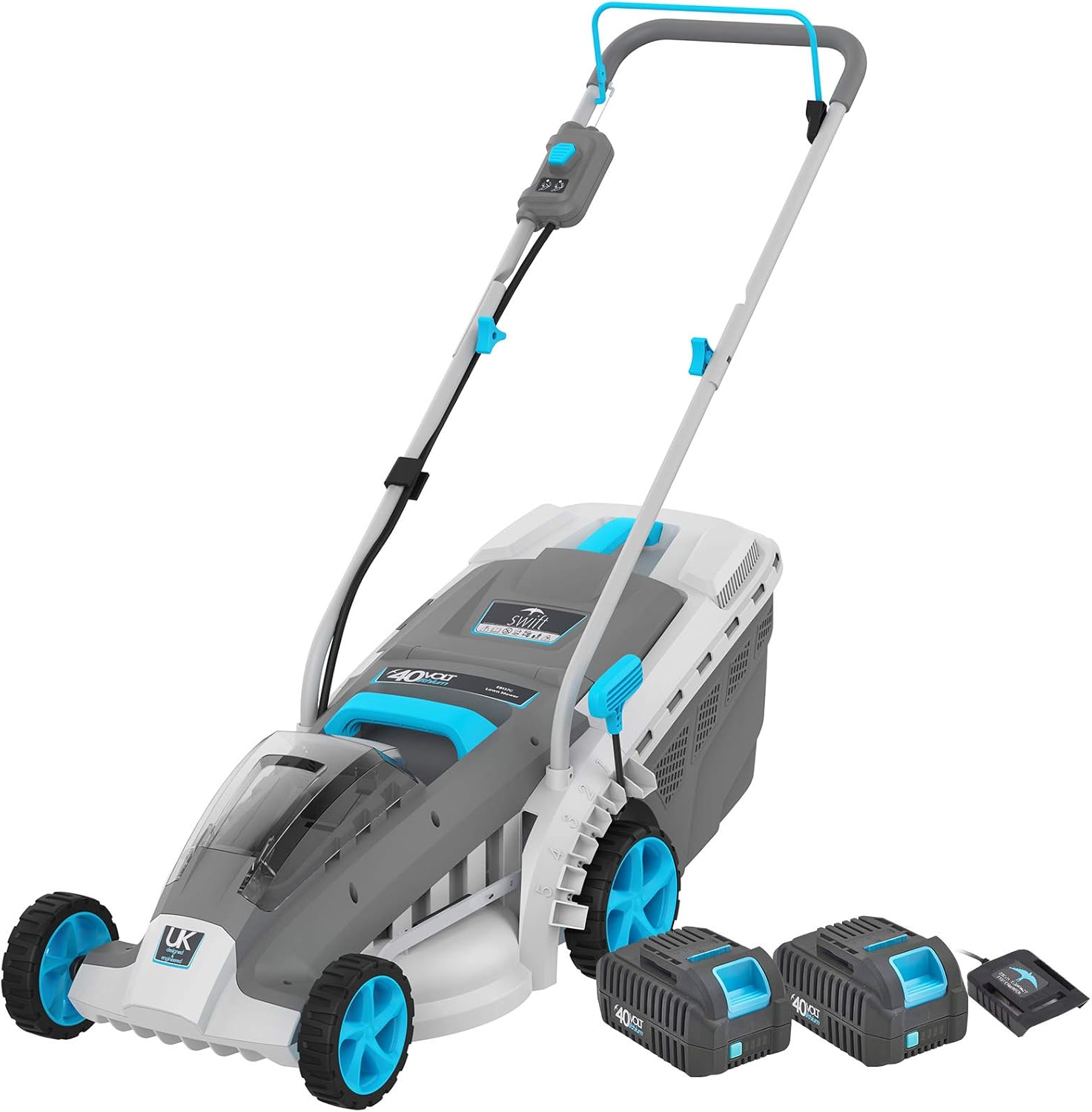 Cordless Lawn Mower, 18 Inch Lightweight Lawn Mower, 40V Lithium-ion Lawnmower w/Brushless Motor, 5 Cutting Heights Adjustable -Low Noise 2 in 1 Push Mower