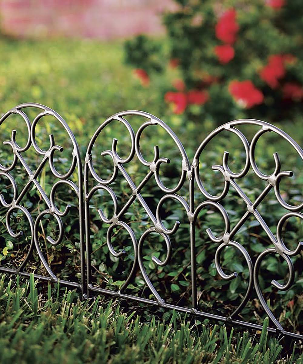 Plow u0026 Hearth 50325 Classic Scroll Iron Garden Edging, Black/Gray