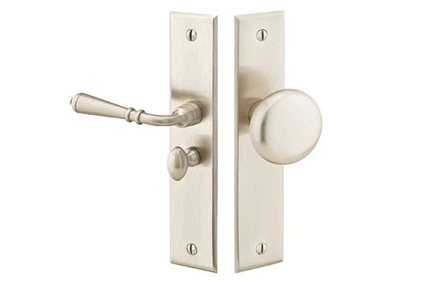 Emtek Solid Brass Screen Door Lock Rectangular Style Plates Satin Nickel RH
