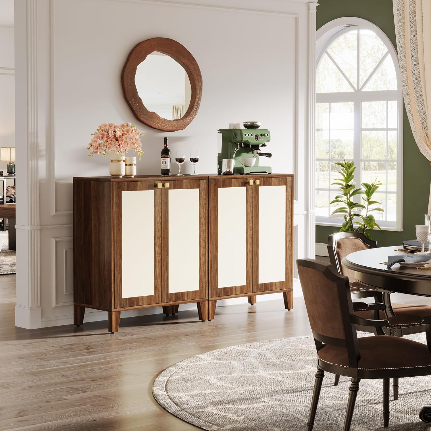 Tribesigns Buffet Cabinet with Storage, 59" Wood Sideboard Cabinet with 4 Doors and Adjustable Shelves, Coffee Bar Cabinet Credenza Storage Cabinet for Kitchen, Dining Room, Living Room, Rustic Brown