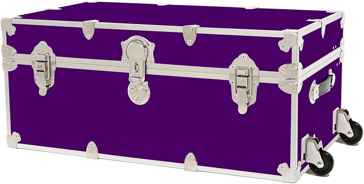 Rhino Trunk & Case Large Armor Trunk with Removable Wheels, Summer Camp, College, Storage 32x18x14 (Black)