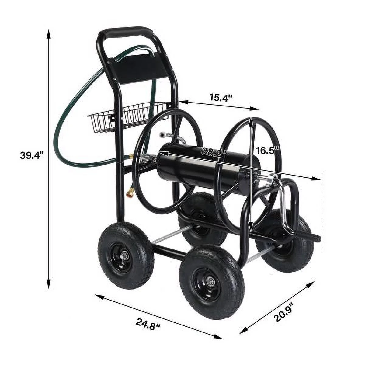 SYTHERS Hose Reel, Heavy Duty Garden Hose Reel Sturdy Water Hose Reel Cart with 4 Wheels for Garden Lawn Yard Outdoor