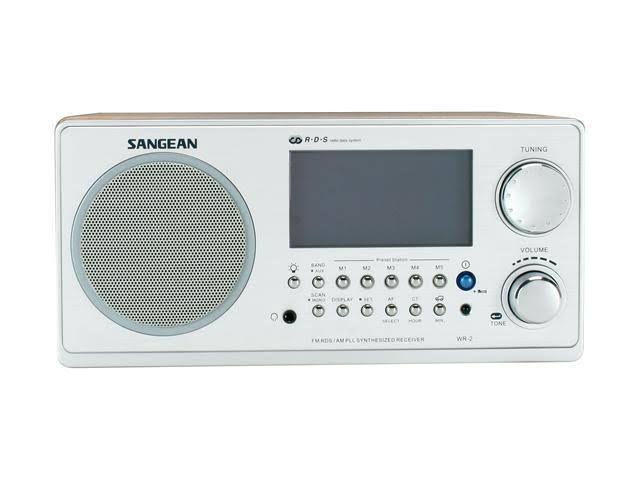 Sangean WR-2 FM/AM Wooden Cabinet Table Top Digital Tuning Receiver, Walnut