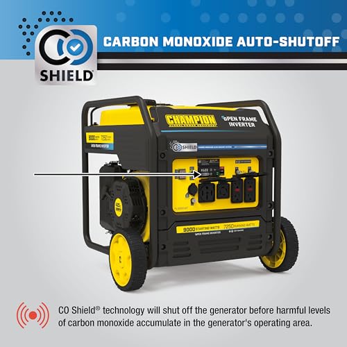 Champion Power Equipment 9000-Watt Electric Start Tri Fuel Home Backup Portable Open Frame Inverter Generator with Quiet Technology and CO Shield