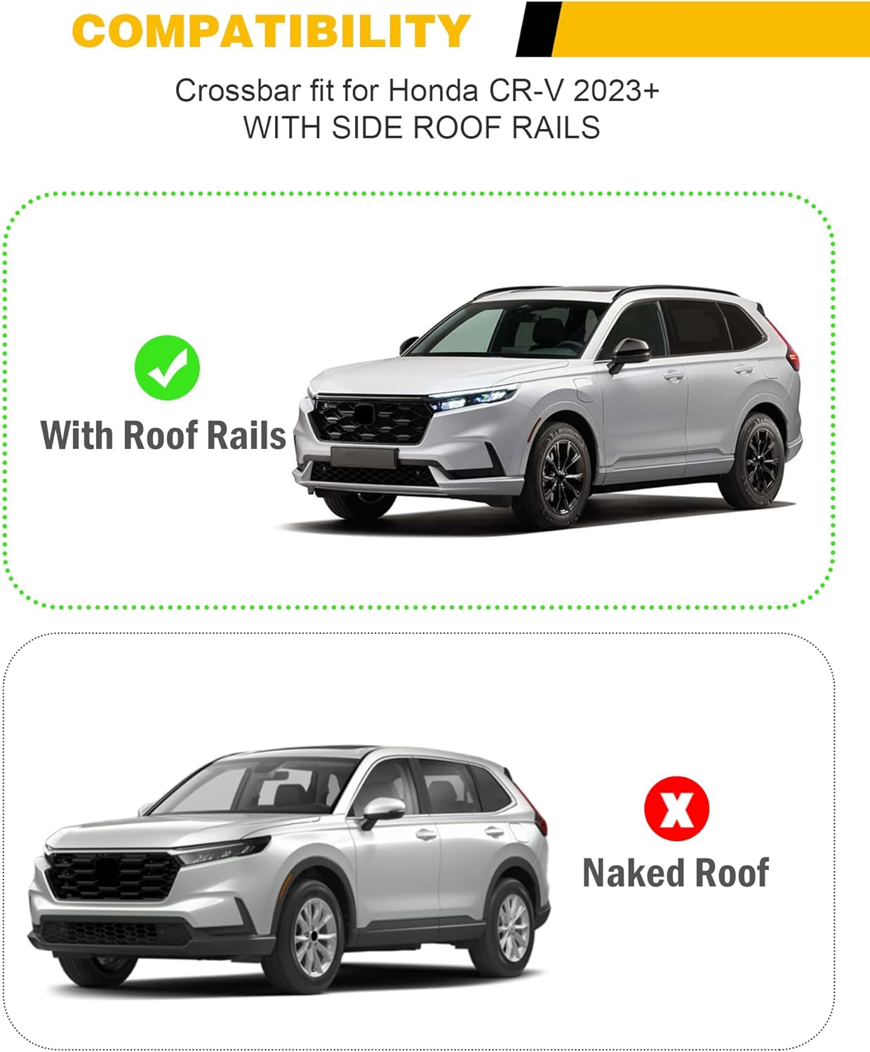 220LBS Cross Bar Roof Rack Fit for 2023 2024 2025 Honda CR-V CRV & CRV Hybrid Cargo Carrier Crossbar Rooftop Accessories (with Side Roof Rails)