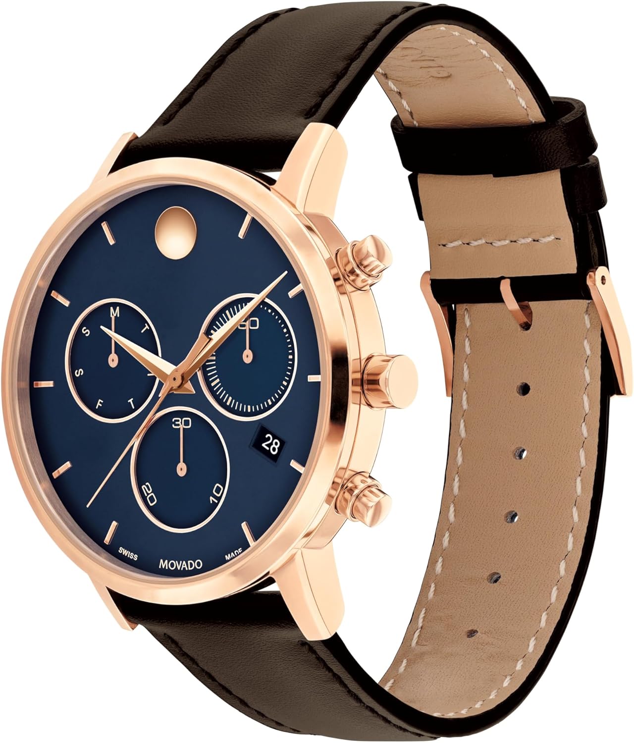 Movado Museum Classic Men's Watch - Swiss Quartz Chronograph Movement, Calfskin Strap - 3 ATM Water Resistance - Classic, Luxury Fashion Timepiece for Him - 42mm