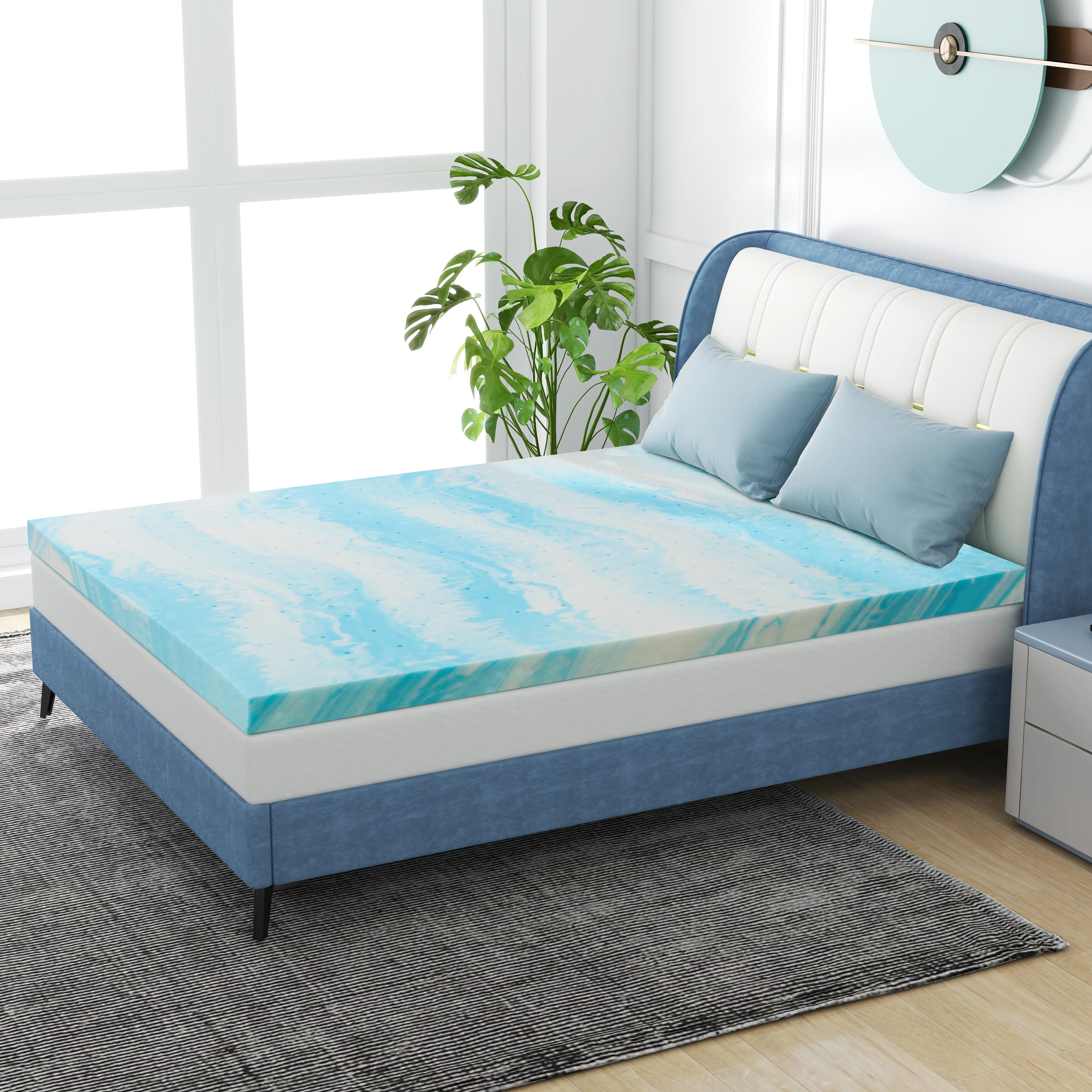 2 Inch Mattress Topper, Queen Gel Memory Foam Mattress Topper in a Box - Curated Treasures Market