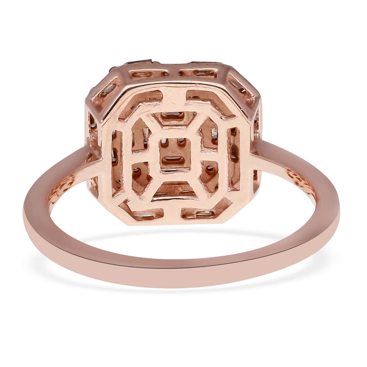 SHOP LC Ct 0.5 925 Sterling Silver Baguette Natural Champagne Diamond Cluster Engagement Ring for Women Jewelry Birthday Gifts for Women Vermeil Rose Gold Plated Size 7