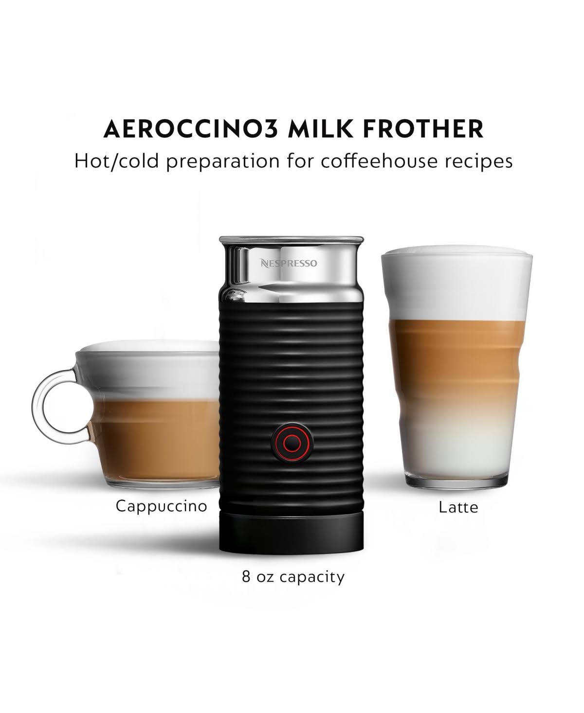 Nespresso by De&Longhi Vertuo Next Premium Espresso Maker with Aeroccino in Black