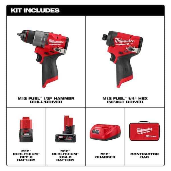 Milwaukee M12 FUEL 12-Volt Brushless Cordless Hammer Drill and Impact Driver Combo Kit