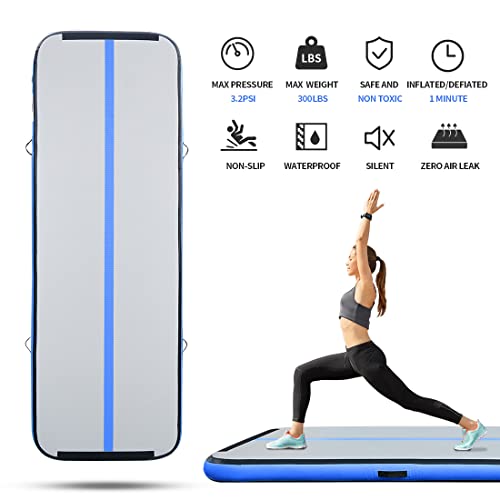 CANWAY Air Tumble Track Inflatable Gymnastics Mat, 10ft/13ft/16ft/20ft Gymnastics Training Mat with Electric Air Pump for Home/Outdoor/Gym/Cheerleading/Yoga
