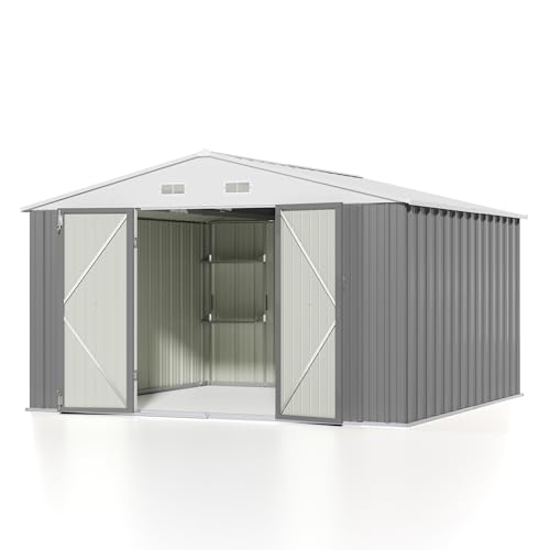 Patiowell 3 x 3 FT Outdoor Storage Shed,Small Garden Tool Storage Shed with Sloping Roof and Single Lockable Door, Outdoor Shed for Backyard Garden Patio Lawn, Grey