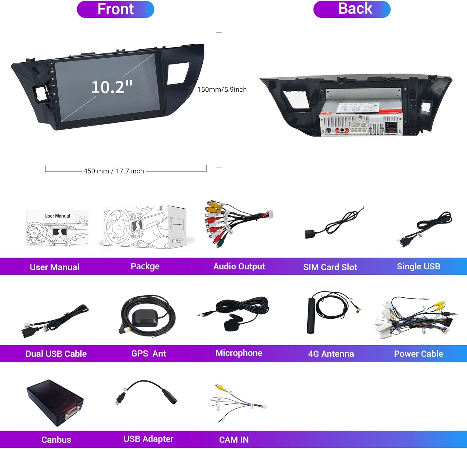 Roadanvi for Toyota Corolla 2019 2020 Car Stereo Radio for Car Navigation Carplay Android Auto Bluetooth 1280x720 IPS Touch Screen 4GB+64GB