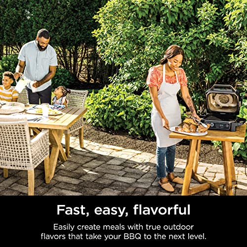 Ninja OG951 Woodfire Pro Connect Premium XL Outdoor Grill & Smoker, Bluetooth, App Enabled, 7-in-1 Master Grill, BBQ Smoker, Outdoor Air Fryer, Woodfire Technology, 2 Built-In Thermometers, Black