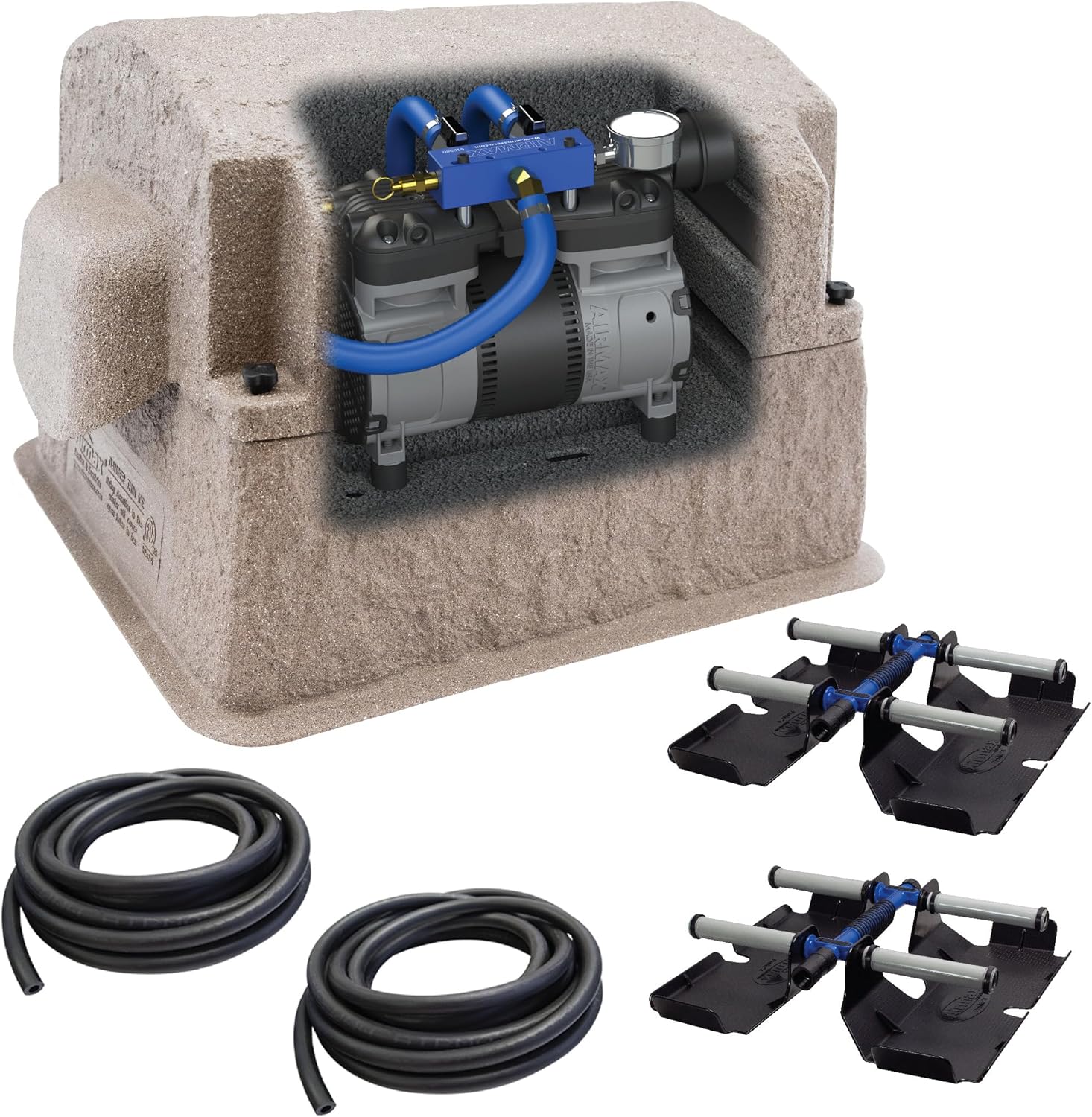 Airmax PondSeries PS20 Aeration System, Pond & Lake Aerator, Aerate Ponds & Lakes up to 2 Acres, Quiet & Energy Efficient Compressor, Maximum Water Circulation, 2 Air Diffuser Kit, 115v