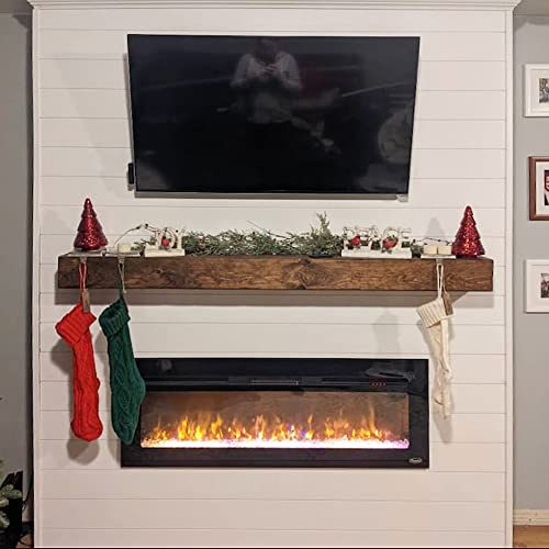 Fireplace Mantel, Rustic, Shelf, Floating Mantle, Real Wood, Beam, URBANDI (Brown, 60Lx6Hx8D)