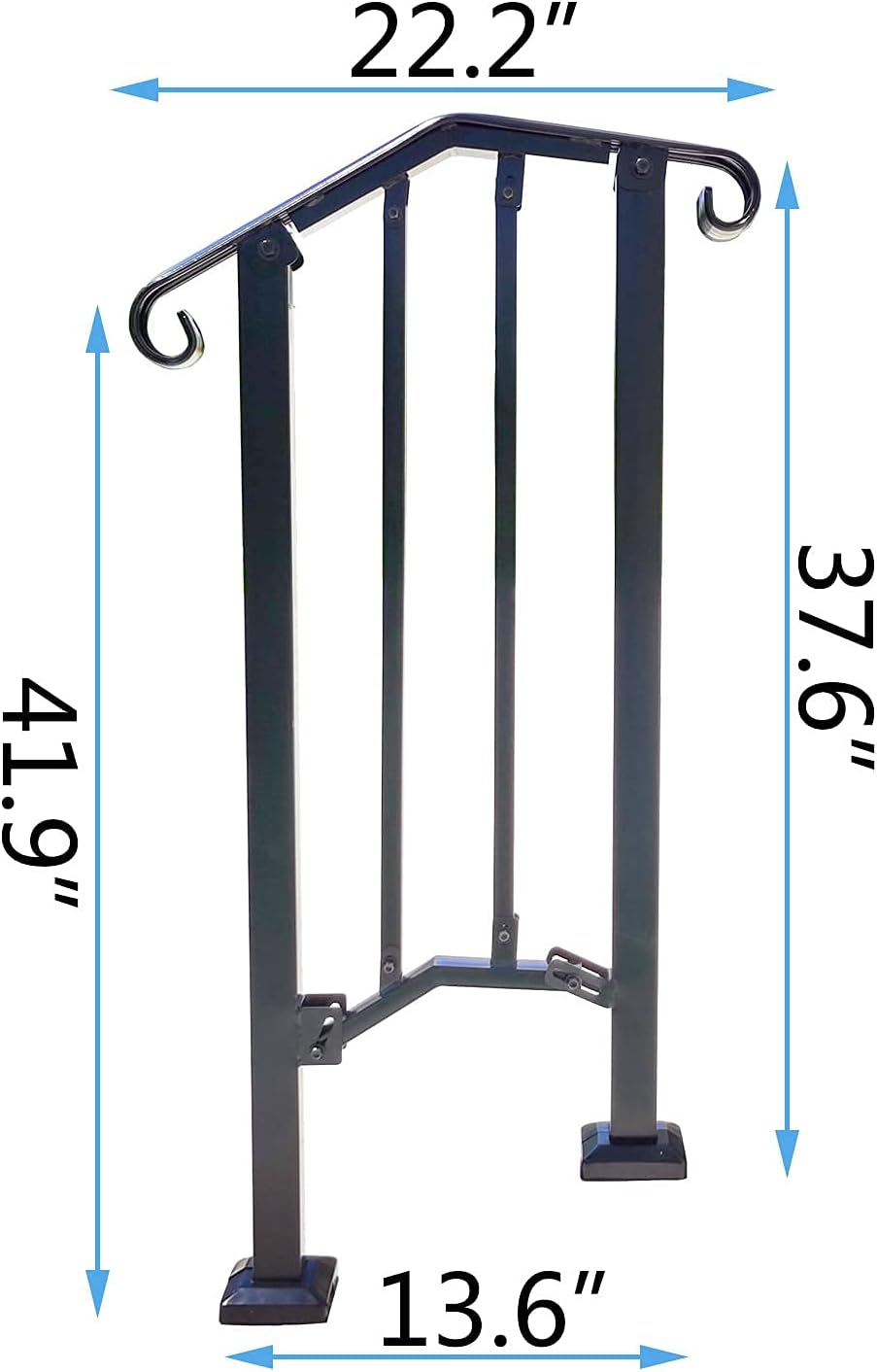 AMAKZH Handrails for Outdoor Steps Stair Railing Kit Black Metal Handrail Bracket Picket Fits 1 to 2 Step Wrought Iron Safety Staircase