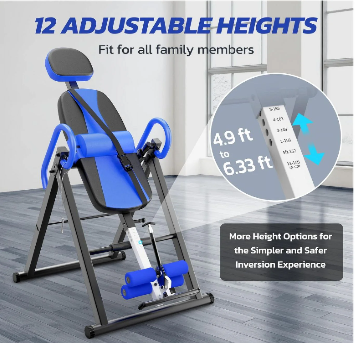 YOLEO Heavy Duty Inversion Table for Back Pain Relief with Adjustable Protective Belt 2023 Upgraded Inversion Foldable Heavy Duty up to 300 lbs