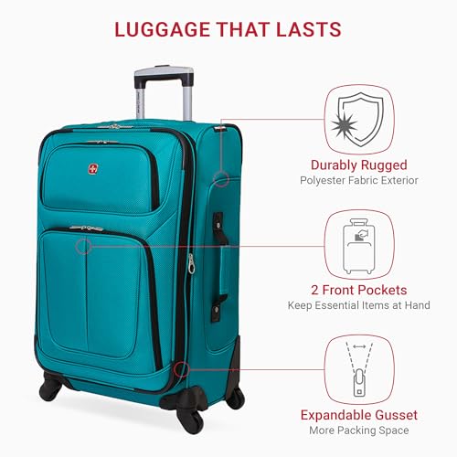 SwissGear Sion Softside Expandable Luggage, Black, Checked-Large 29-Inch