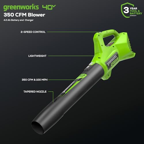 Greenworks 40V 16" Brushless Cordless (Push) Lawn Mower (75+ Compatible Tools), 4.0Ah Battery and Charger Included