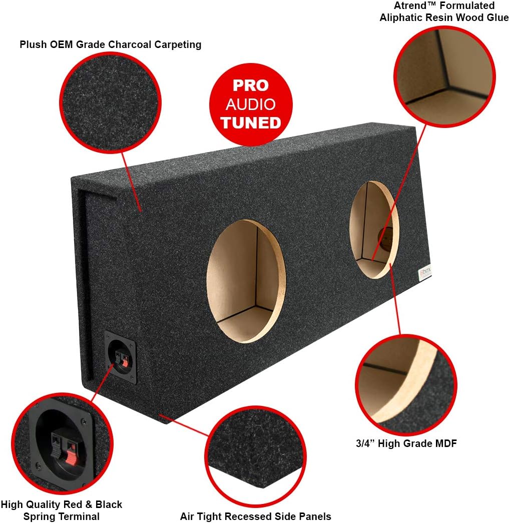 Atrend Dual 10 Subwoofer Regular Standard Cab Truck Sub Box Enclosure 3/4 MDF Speaker Box, Charcoal (E10DT)