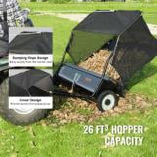 SKYSHALO Lawn Sweeper Tow Behind Leaf Yard Collector 48.5" 26 Cu. Ft. Adjustable
