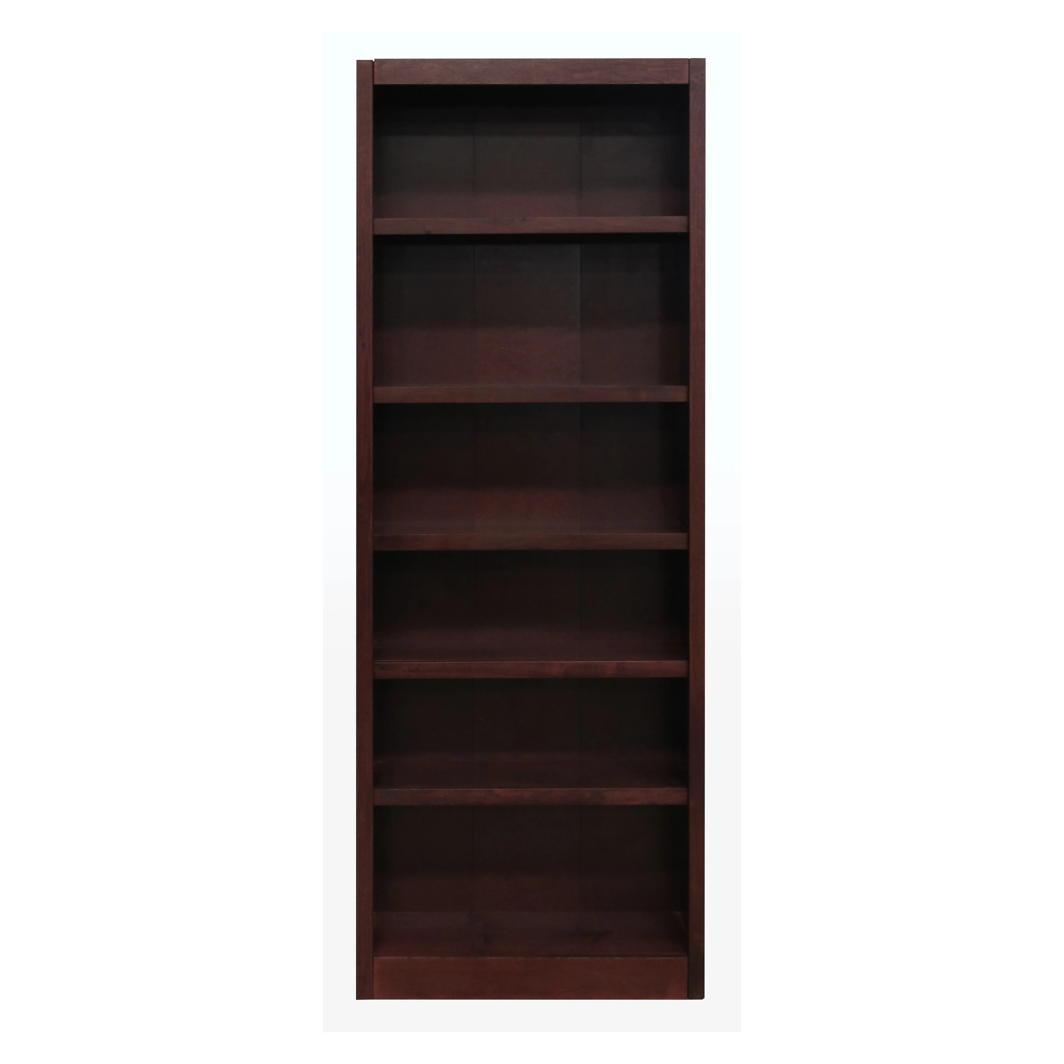 Concepts in Wood MI3084 Single Wide Bookcase, 6 Shelves Oak Oak Finish