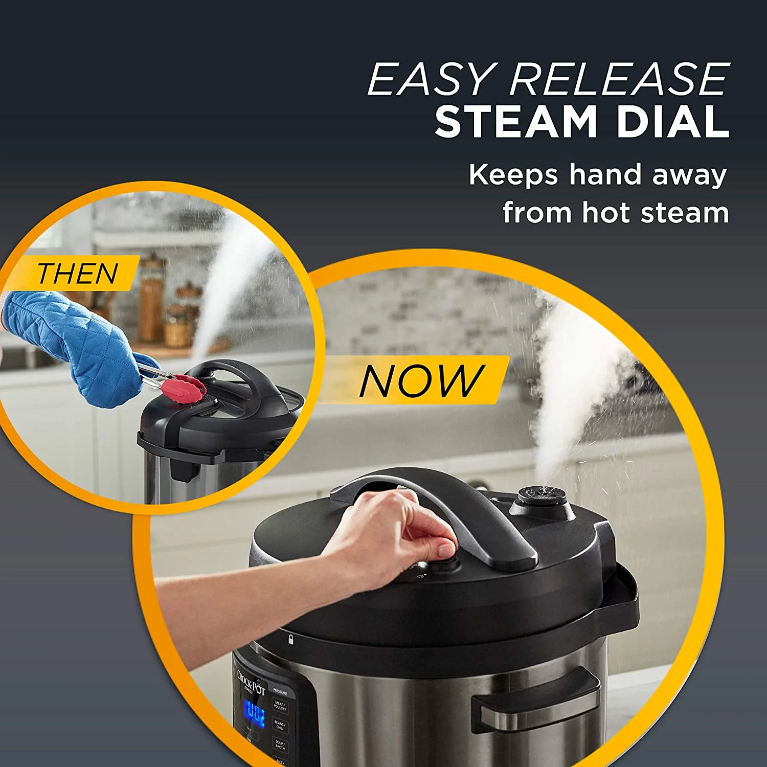 Crock-Pot 2097590 10-Qt. Express Crock Multi-Cooker with Easy Release Steam Dial, 10QT, Black Stainless