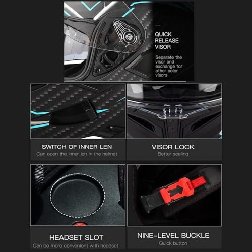 YMKJGZS Bluetooth Motorcycle Helmets Built-in Speaker Modular Dual Visor, FMVSS-218 DOT Approved Motorbike Helmet, Full Face Flip Up Street Bike Racing Helmets for Adults Men Women