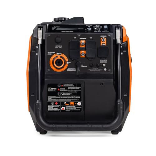 Generac 3,300-Watt Gas-Powered Portable Inverter Generator - Lightweight Design - USB Ports for Mobile Device Charging - COsense Technology - Perfect for Home use - Orange/Black