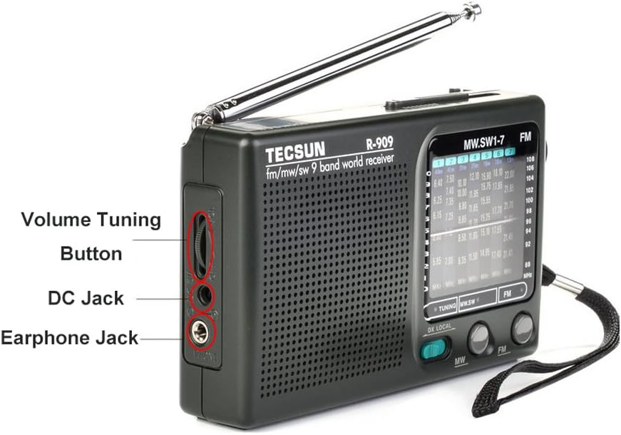 TECSUN R-909 AM/FM/SM/MW (9 Bands) Multi Bands Radio Receiver Broadcast with Built-in Speaker Pack of 2