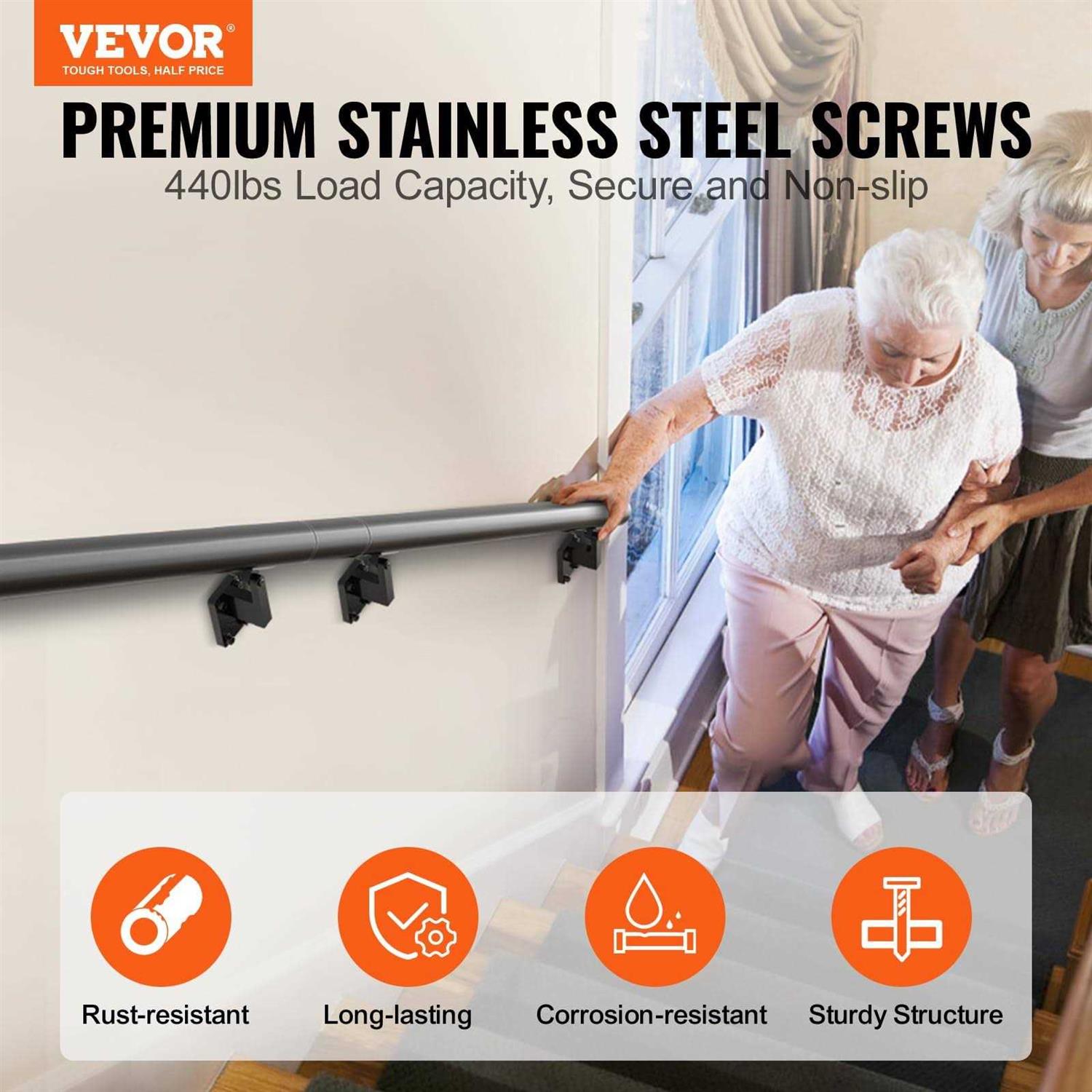 VEVOR Handrail Stair Railing Wall Mount Handrails for Indoor Stairs - Shop Hardware Tools Online Store