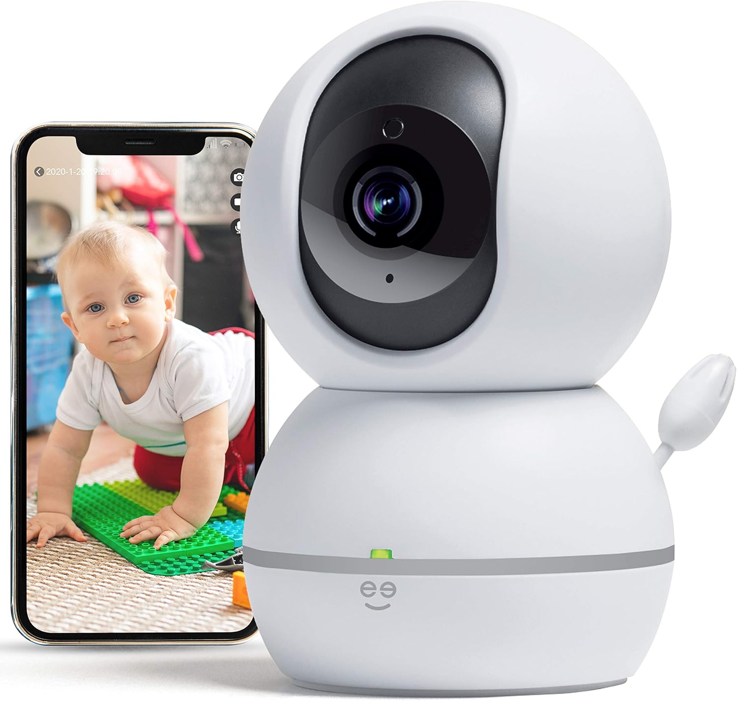 Geeni Smart Home Pet and Baby Monitor with Camera, 1080p Wireless WiFi Camera with Motion and Sound Alert (White)