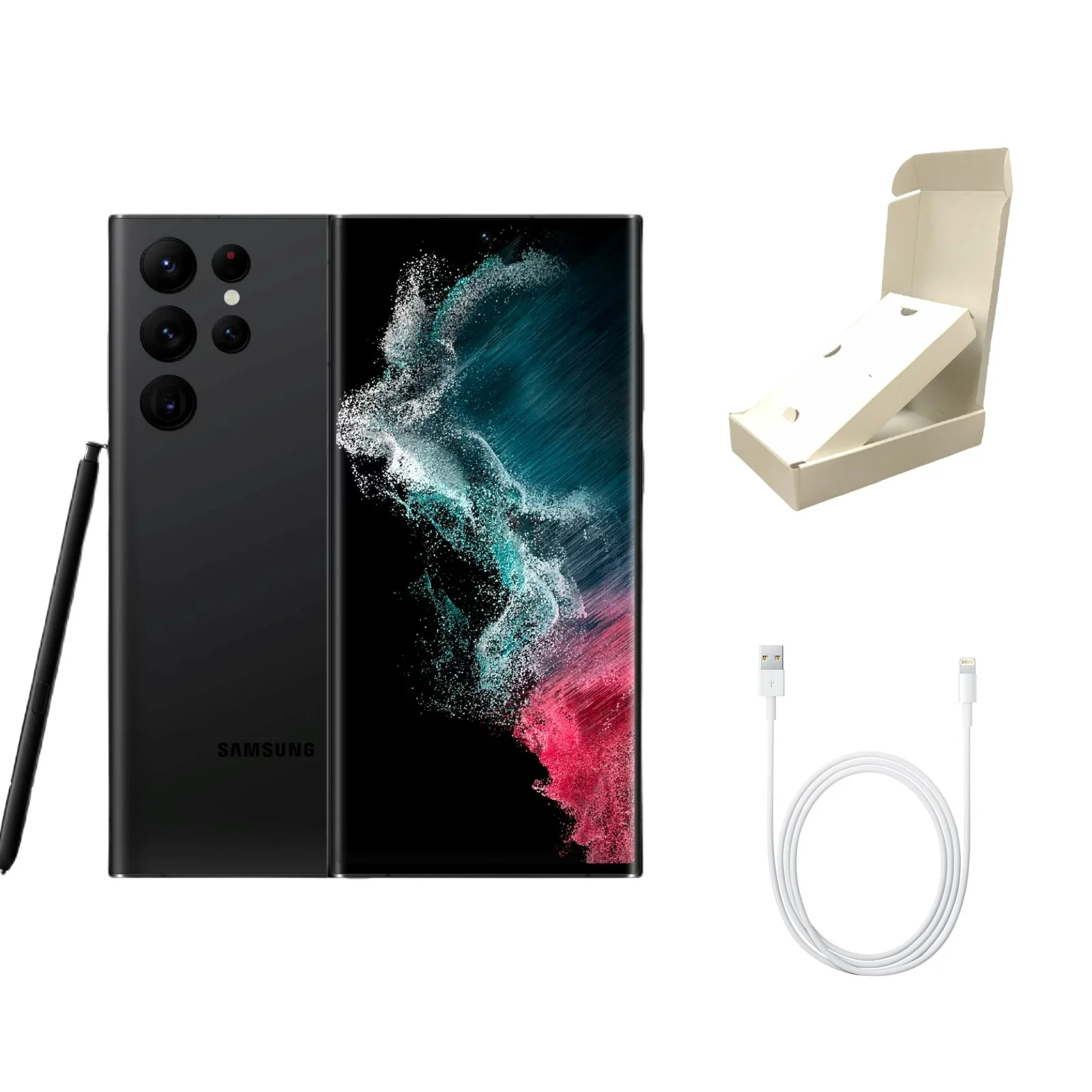 Restored Samsung Galaxy S22 Ultra 5G S908U (T-Mobile Only) 128GB Phantom Black (Grade A) w/ Gift Box (Refurbished) - Curated Treasures Market