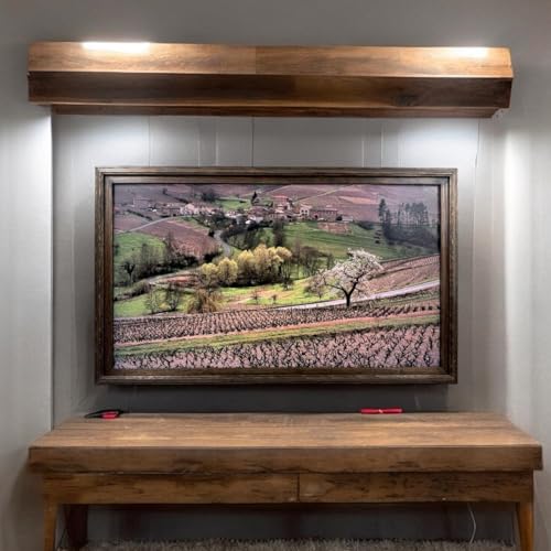 32,43,50,& 55 Inch TV frame for Samsung The Frame TV, Rustic Dark Wood Stain (not for use with other models) Handmade wood ornate TV Frame