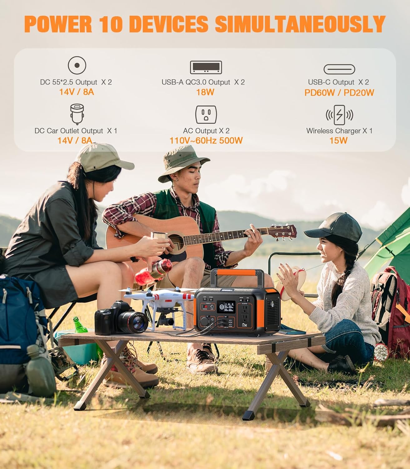 GRECELL Portable Solar Generator 500W with Solar Panel 100W, Portable Power Station 500W AC Outlet, Portable Solar Panel 21.5V 5.5A for Home Use Outdoor Camping Backup Emergency