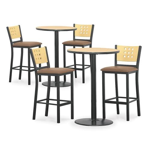 Cafe AU Lait 36 inch Round Bar Height Table Silver Top/Black Base