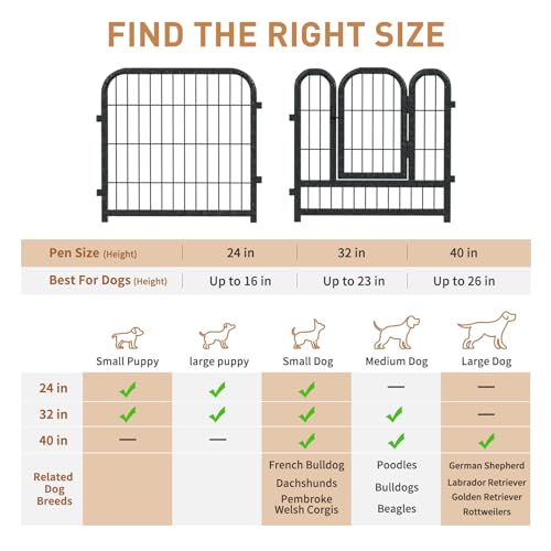 Metal Dog Playpen, 40 Inch Height 16 Panels, Large Dog Fence for Large/Medium/Small Dogs Indoor & Outdoor Bliss, Perfect Dog Pen for Camping, Yard, and RV | Black-Silver