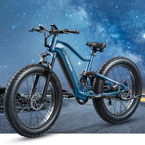 Boxer Electric Bike for Adults 1000W, 48V 20AH Battery Ebike, Full Suspension 26" Fat Tire E Bike, 28MPH 80Miles Range Mountain Electric Bicycle, 7 Speed Hydraulic Disc Brakes