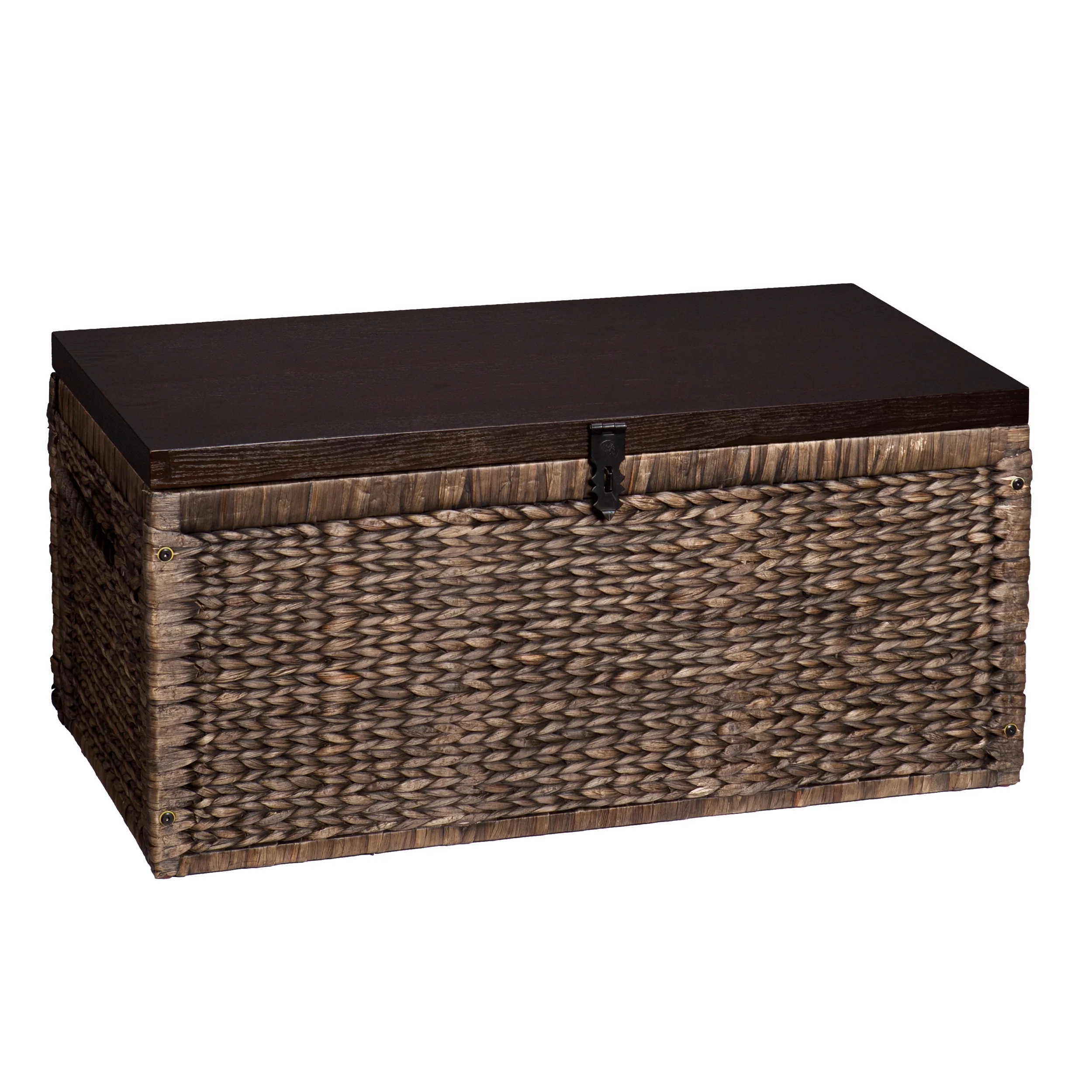Samford Water Hyacinth Storage Trunk, Blackwashed with Espresso