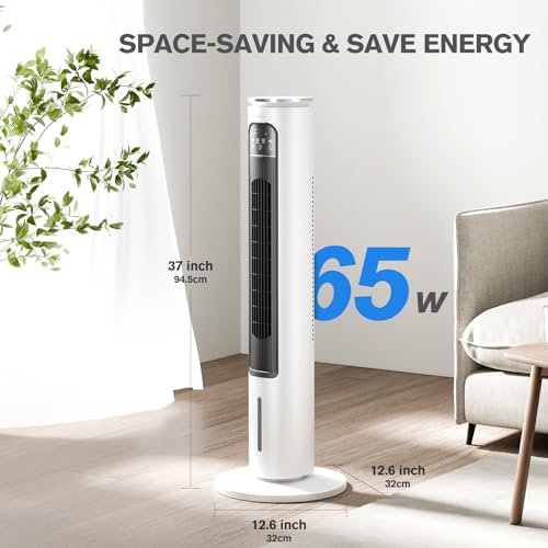 3-IN-1 Portable Air Conditioners Tower Fan, Evaporative Air Cooler w/Remote, 2.5L Water Tank With 4 Ice Packs, 12H Smart Timer & 70° Oscillating, 3Speeds For Bedroom Living Room Office