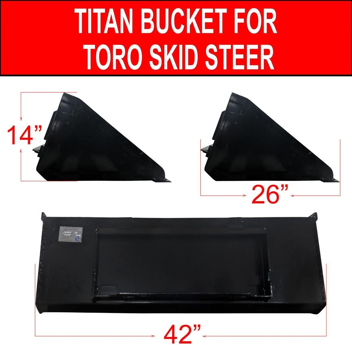 Titan Attachments Mini Skid Steer Bucket 42" 134.2 lb. Quick Tach Powder Coated