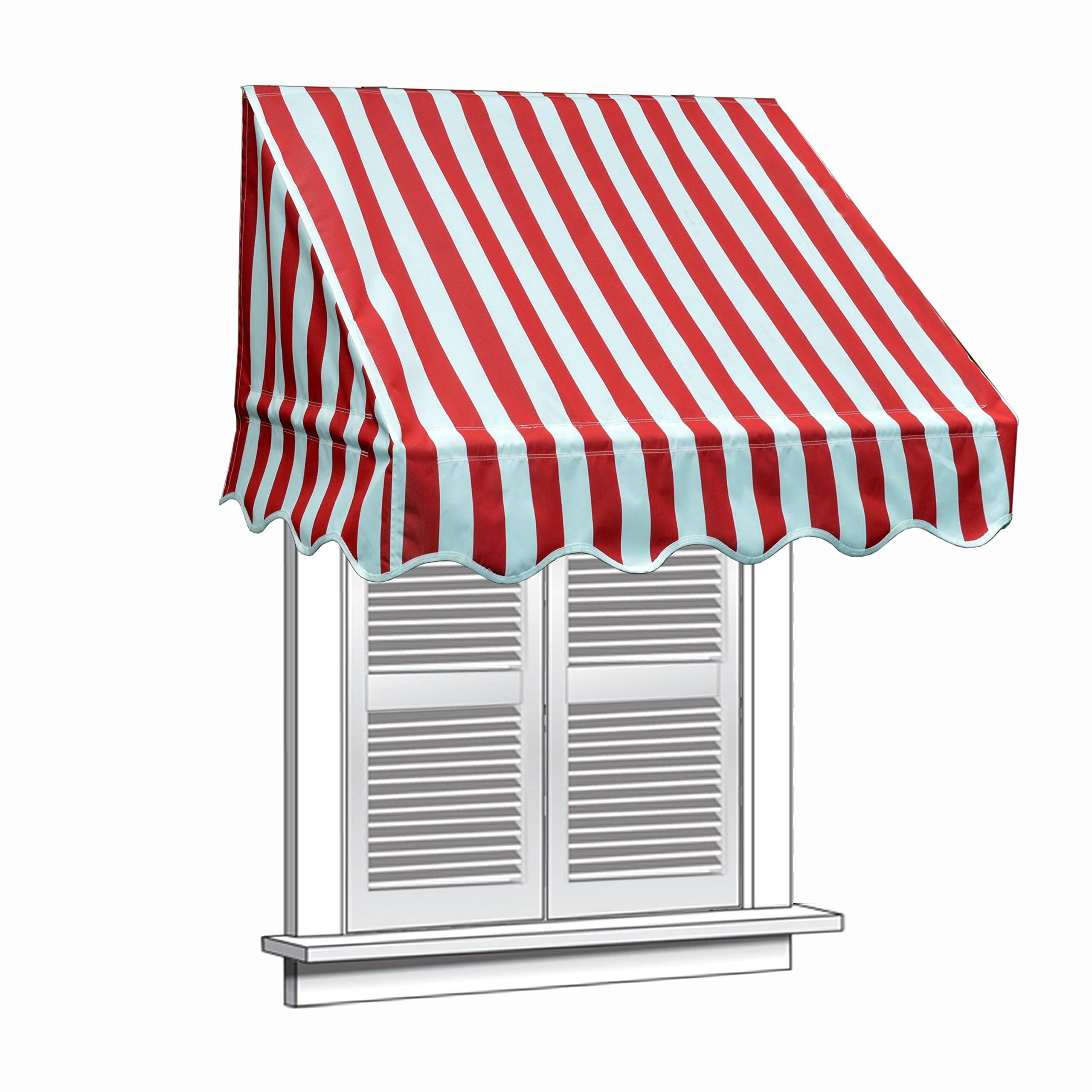 Aleko 8& x 2& Window Awning Door Canopy, Red and White Stripes