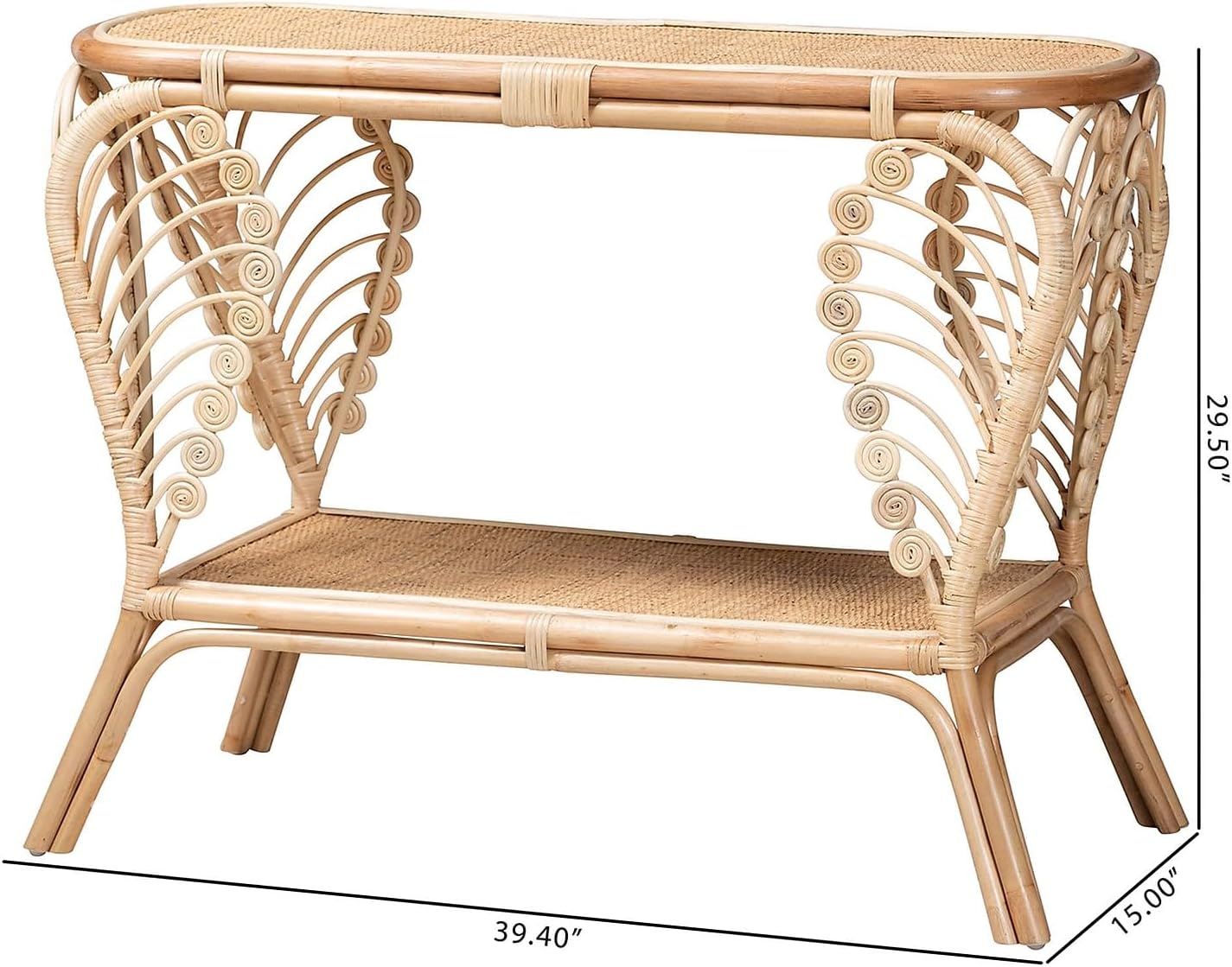 Baxton Studio Bastet Modern Bohemian Natural Brown Rattan 2-Tier Console Table
